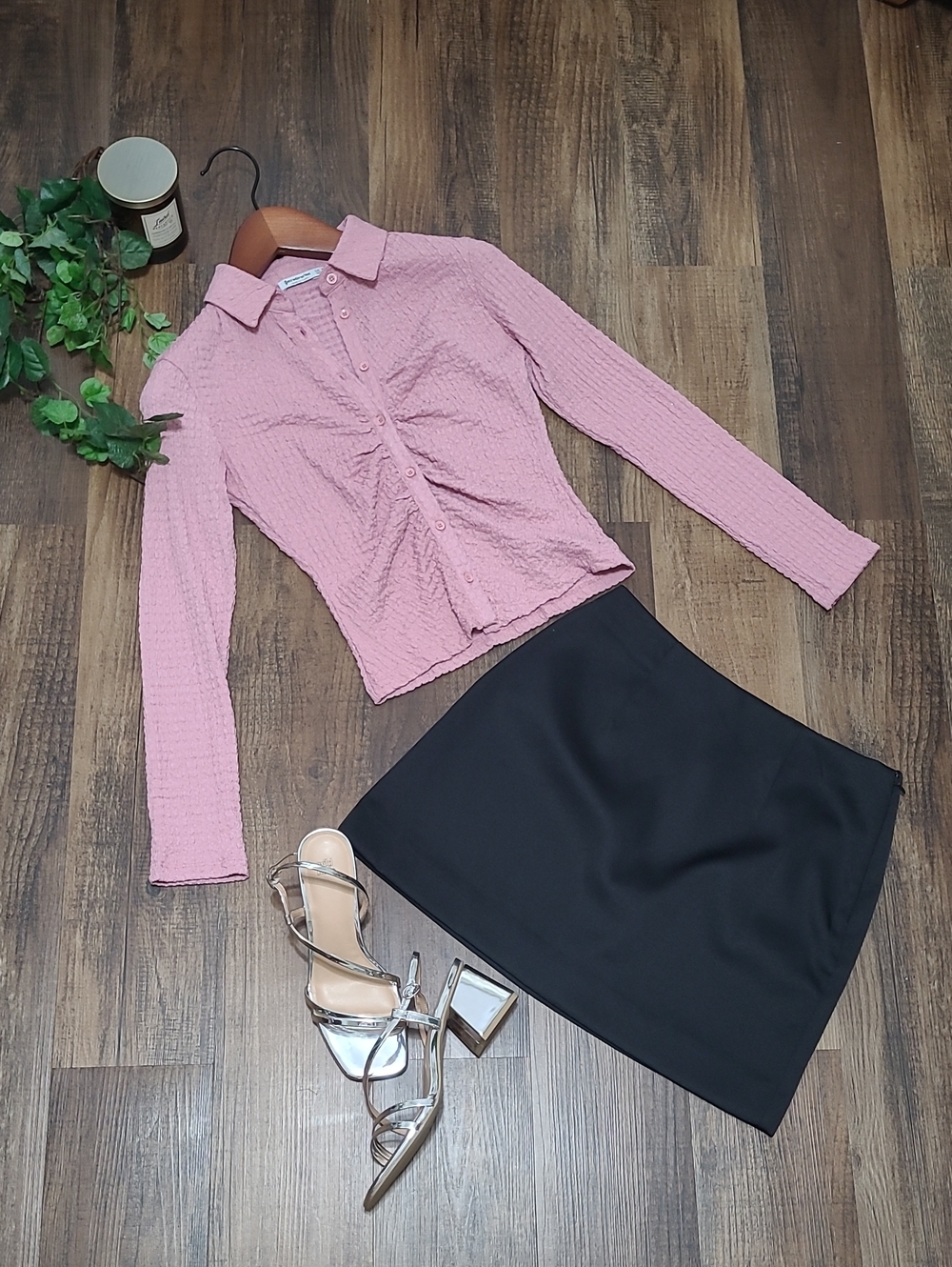 Pink Stretchy Gathered Blouse - Picture 1 of 4